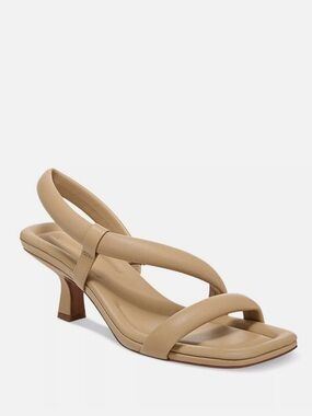 Vince Beige Padded Slingback Mid-Heel Sandal